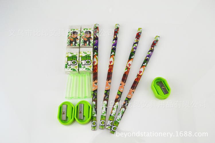 文具厂定做图案文具 尺子铅笔橡皮 笔帽等文具礼品套装文具用品